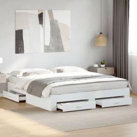 Bedframe with Drawers White 180x200cm Super King