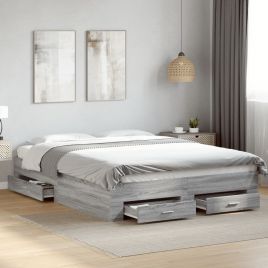 Bedframe with Drawers Grey Sonoma 160x200cm