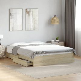 Bedframe with Drawers Sonoma Oak 120x190cm Small Double