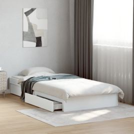 Bedframe with Drawers White 90x190cm Single
