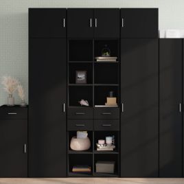 Highboard Black 70x42.5x185 cm Engineered Wood - vid-3281463