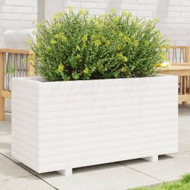 Garden Planter White 90x40x49.5 cm Solid Wood Pine - vid-847374