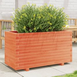 Garden Planter Wax Brown 90x40x49.5 cm Solid Wood Pine - vid-847375