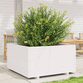Garden Planter White 90x90x49.5 cm Solid Wood Pine