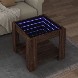Coffee Table with LED Brown Oak 53x53x45 cm Engineered Wood