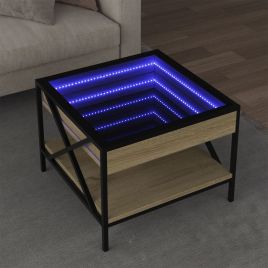 Coffee Table with Infinity LED Sonoma Oak 50x50x38 cm