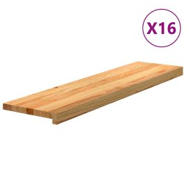 Stair Treads 16 Pieces Light Brown 100x25x2 cm Solid Wood Oak
