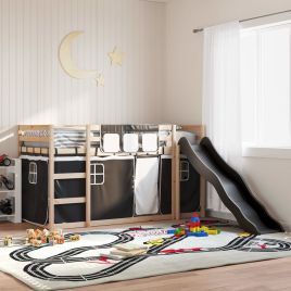 Bunkbed with Slide White and Black 80x200cm