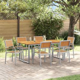 CLEFORD Garden Dining Set 7 pcs Solid Acacia Wood - Grey