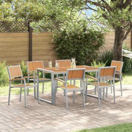 CLEFORD Garden Dining Set 7 pcs Solid Acacia Wood - Grey