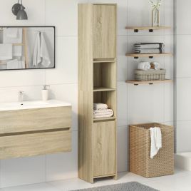 Bathroom Cabinet Sonoma Oak 30x30x183.5 cm Engineered Wood - vid-849608