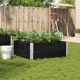 Garden Planter Black 100x100 cm Solid Wood Pine - vid-3295400