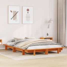 Bedframe Wax Brown 135x190cm Double Solid Wood Pine