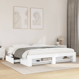 Bedframe White 180x200cm Super King Engineered Wood