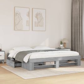 Bedframe Grey Sonoma Super King 180x200cm Engineered Wood