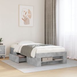 Bedframe Concrete Grey 90x190cm Engineered Wood