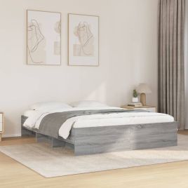 Bedframe Grey Sonoma 150x200cm King Size Engineered Wood