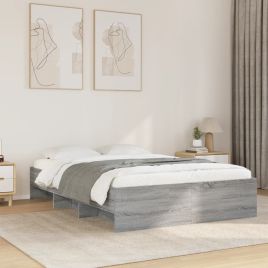 Bedframe Grey Sonoma 135x190cm Double Engineered Wood