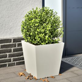 Garden Planter White 40x40x40 cm Steel - vid-851054
