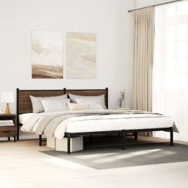 Metal Bedframe Brown Oak 200x200cm