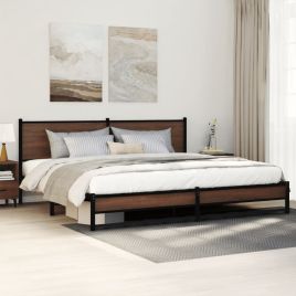 Metal Bedframe Brown Oak 200x200cm