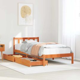Bedframe Wax Brown 100x200cm Solid Wood Pine