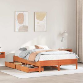 Bedframe Wax Brown 160x200cm Solid Wood Pine