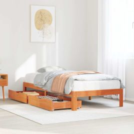 Bedframe with Drawers Wax Brown 90x190cm Single