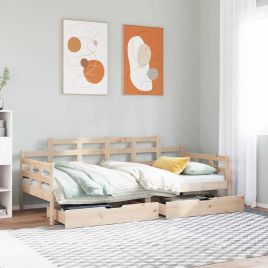 Daybed with Drawers 90x190cm Single Solid Wood