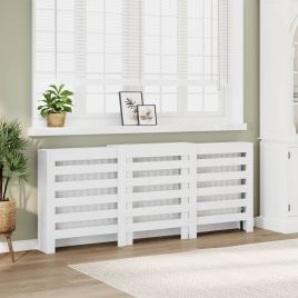 Radiator Cover White 205x21.5x83.5 cm Engineered Wood - vid-852717