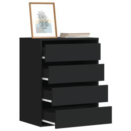 FEWISH Black Chest of Drawers - Small-sized, 4 Drawers