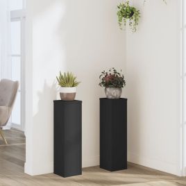 Plant Stand 2pcs Black 17x17x60 cm Engineered Wood