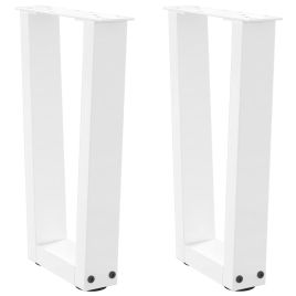 Dining Table Legs V-Shape 2 pcs White 38x(42-43.3) cm Steel