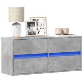 TV Wall Cabinet with LED Lights Concrete Grey 100x31x45 cm - vid-852295