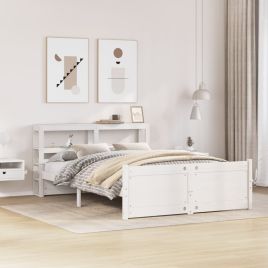 Bedframe with Headboard White 140x200cm