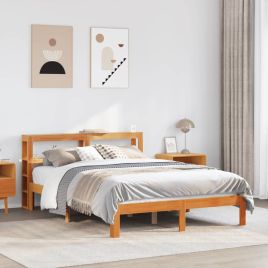 Bedframe Wax Brown 135x190cm Double Solid Wood Pine