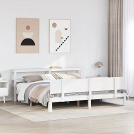 Bedframe with Headboard White 200x200cm