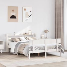 Bedframe White 140x190cm Solid Wood Pine