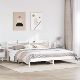 Bedframe White 200x200cm Solid Wood Pine