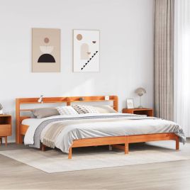 Bedframe Wax Brown 200x200cm Solid Wood Pine