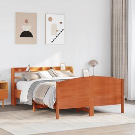 Bedframe Wax Brown 150x200cm King Size Solid Wood Pine