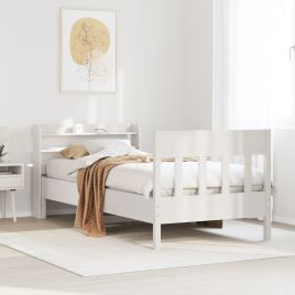 Bedframe White 100x200cm Solid Wood Pine