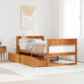 Bedframe Wax Brown 100x200cm Solid Wood Pine