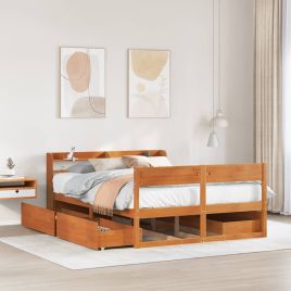 Bedframe Wax Brown 120x190cm Small Double Solid Wood Pine