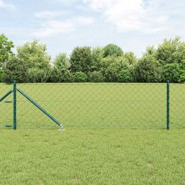 Chain Link Fence with 7 Spike Posts 0.8x10 m Galvanised Steel