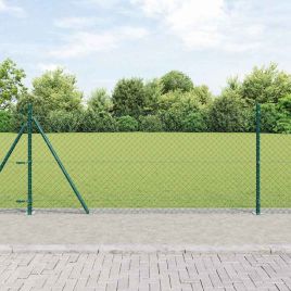 Chain Link Fence with 13 Flanged Posts 0.8x25 m Galvanised Steel