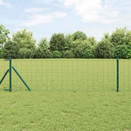 Euro Fence with 13 Posts 0.8x25 m Galvanised Steel Green