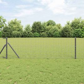 Euro Fence with 13 Posts 0.8x25 m Galvanised Steel Grey
