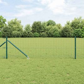 Euro Fence with 7 Spike Posts 0.6x10 m Galvanised Steel Green