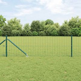 Euro Fence with 13 Spike Posts 0.8x25 m Galvanised Steel Green